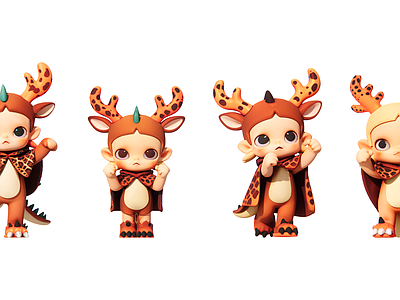 虚拟人物 蘑菇小鹿 卡通人物 现代雕塑摆件