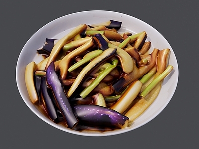 现代其他摆件 一盘炒茄条