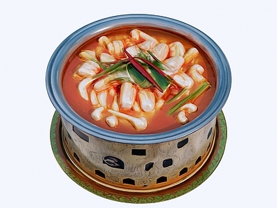 现代其他摆件 酒精锅炖蘑菇
