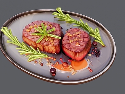 现代其他摆件 一盘美味的牛排