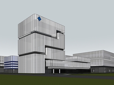 现代厂房 玻璃幕墙 停车楼