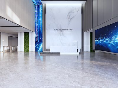 现代轻奢办公大堂 办公区 公司门禁 休息区 展厅 前台