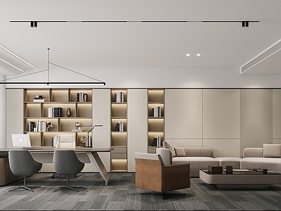 现代极简经理办公室 现代经理室