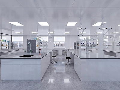 现代实验室 带水中央台 LED灯 散流器 通风柜 三节万向罩