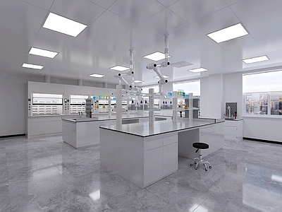 现代实验室 全钢通风柜 散流器 LED灯 带水中央台 玻璃试剂架