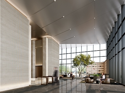 现代办公大厅 大堂 办公大堂 接待区