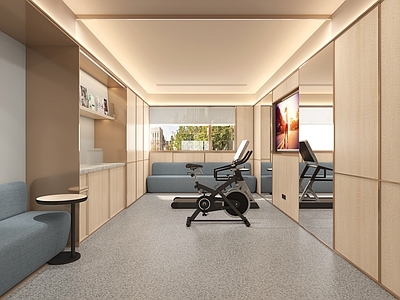 现代健身房 酒店健身房 健身区 小型健身房 快捷酒店健身 汉庭