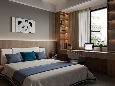 新中式原木家居卧室 新中式儿童房 原木风儿童房 侘寂风儿童房 卧室摆件