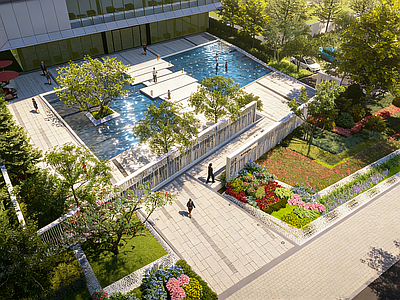 现代小区景观 现代示范区 水景示范区 景墙示范区 树池草阶示范区