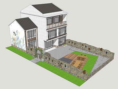 新中式民宿建筑 乡村民宿 山地民宿建筑 民宿庭院设计 民居改造民宿