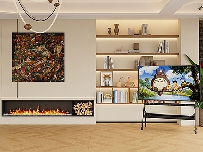 奶油中古大平层客餐厅 大平层 自然治愈