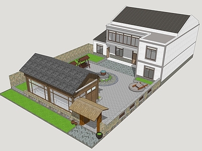 新中式乡村庭院 乡村民宿 山地民宿建筑 民宿庭院 民居改造民宿 民宿景观设计