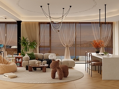 中古现代大平层客餐厅 大平层 治愈 自然