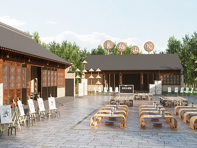 中式文化馆 书法学堂 文化术中心 绘画素描培训学校 社会实践基地