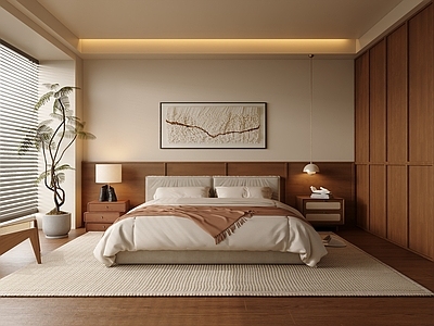 中古侘寂主卧 挂画 中古 侘寂 卧室 落地窗