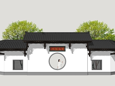 新中式景墙 园林景墙 小区景墙 照壁影壁 水榭景墙 风雨景墙