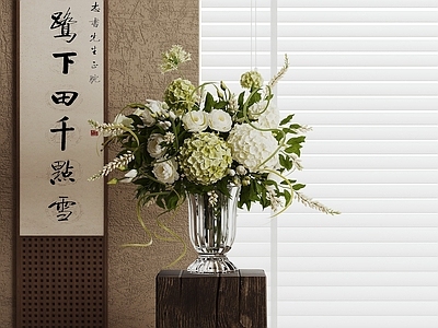 现代新中式花瓶 玻璃花瓶 鲜花花艺 花艺花卉 插花花艺 装饰画