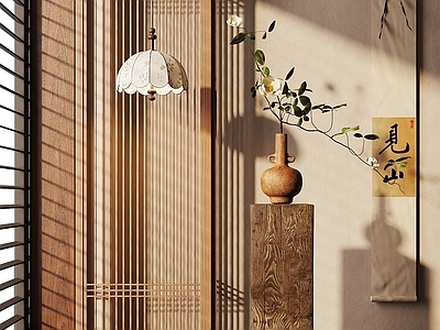 新中式花瓶 陶瓷花瓶 玄关摆件 宋式花瓶 吊灯 花艺花卉