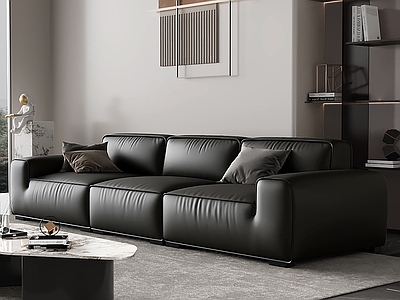 现代简约多人沙发 休闲沙发 豆腐块沙发 皮质沙发 直排沙发 模块沙发