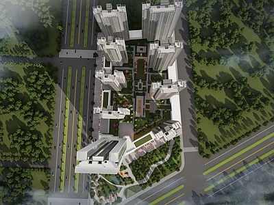现代新中式小区景观 住宅小区景观 新中式住宅景观 居住区景观 小区廊架景观