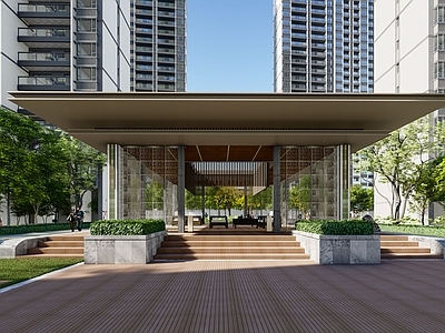 新中式现代其他景观小建筑 新中式廊架 住宅小区廊架 居住区会客厅廊架 廊架