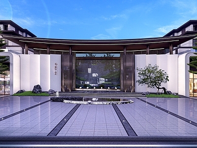 新中式侘寂入口大门 小区入口大门