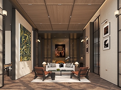 新中式现代售楼处 售楼处洽谈室 深度洽谈室 洽谈区 VIP洽谈区