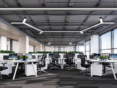 现代办公区 开敞办公 办公区 办公室