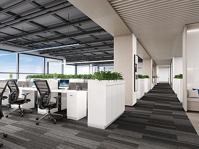 现代办公区 开敞办公 办公区