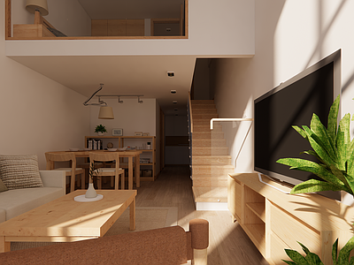 现代原木公寓 原木风 loft 公寓
