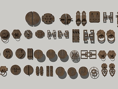 锁 钥匙 中式五金拉环 中式金属拉手