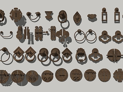 锁 钥匙 中式五金拉环 中式金属拉手 中式装饰门柜配件