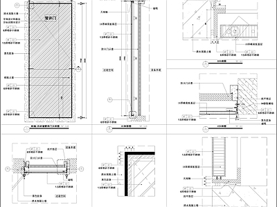综合门节点 砖墙石材墙管井门 喷砂不锈钢门 管井门节点 施工图