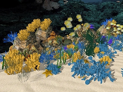 现代鱼缸 海底珊瑚组合 海底世界摆件组合