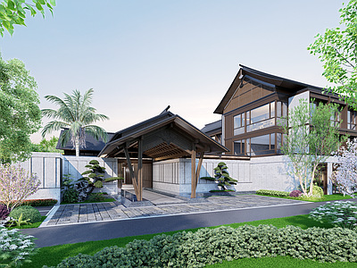 新中式民宿建筑 民宿酒店建筑景观