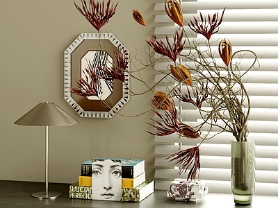 现代奶油摆件组合 餐边柜摆件 玄关摆件 花艺摆件 书籍饰品 挂画