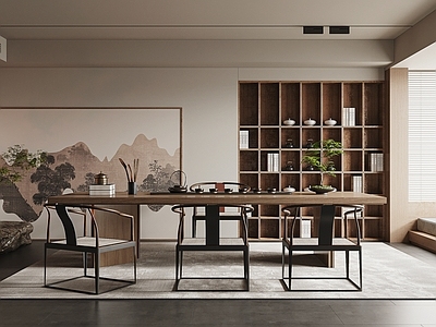 新中式禅意茶室 会所茶室 茶桌椅组合 茶具