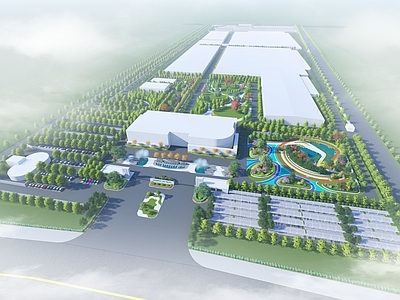 现代办公园区景观 车企厂区景观设计 办公景观