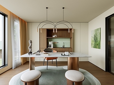 现代意式茶室 现代茶室 茶室柜 书房 茶桌椅 书桌椅