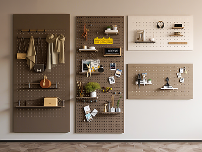 现代展示墙 现代洞洞板 墙饰板 墙饰 书籍摆件 围巾