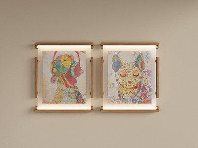 现代原木挂画 挂画 书房挂画 女孩房挂画 灯箱 壁灯