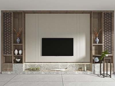 中式电视背景墙 客厅背景墙