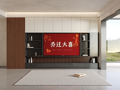 中古电视柜 中古风电视背景墙 奶油风电视柜背景