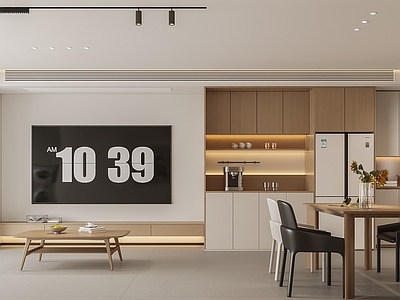 现代原木客餐厅 小户型客餐厅