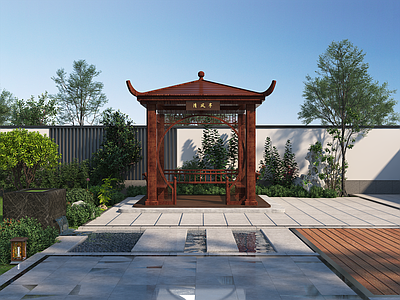 中式复古景观亭 四角亭 景观亭 防腐木吸烟亭 庭院景观