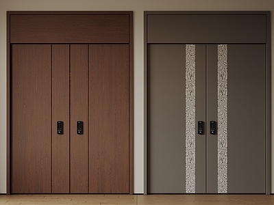 现代极简双开门 中古平开门 入户门 防盗门 通顶对开门 别墅双开大门