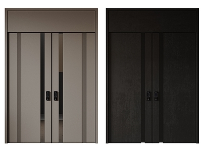 现代极简双开门 中古平开门 入户门 防盗门 通顶对开门 别墅双开大门