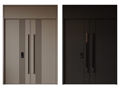 现代极简双开门 中古平开门 入户门 防盗门 通顶对开门 别墅双开大门