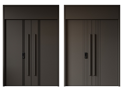 现代极简双开门 中古平开门 入户门 防盗门 通顶对开门 别墅双开大门