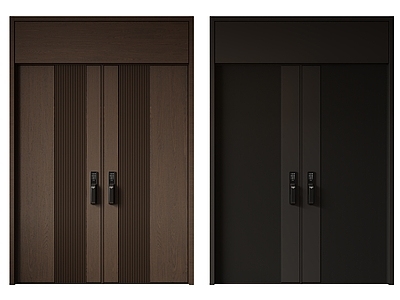 现代极简双开门 中古平开门 入户门 防盗门 通顶对开门 别墅双开大门